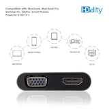 HDelity USB Type C Male to VGA Female +HDMI Female Adapter