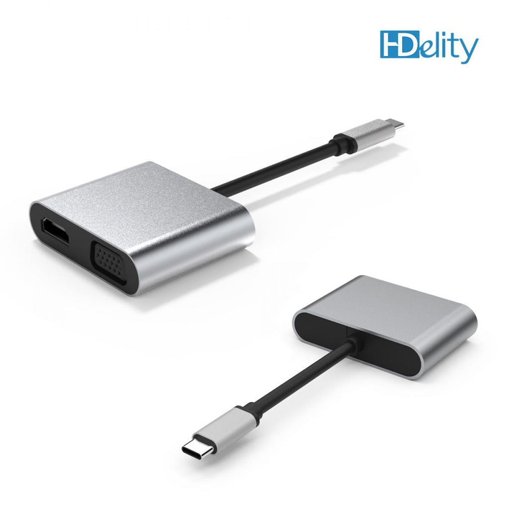 HDelity USB Type C Male to VGA Female +HDMI Female Adapter