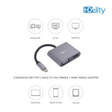HDelity USB Type C Male to VGA Female +HDMI Female Adapter