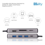 HDelity USB Type C Male to USB3.0*3+HDMI 8in1