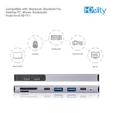 HDelity USB 3.1 Type C Male to HDMI+2*USB 3.0+SD/TF+Type C Female Port