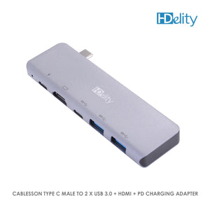 HDelity Type C Male to 2*USB 3.0+HDMI+ PD charging Adapter