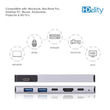 HDelity Type C Male to 2*USB 3.0+HDMI+ PD charging Adapter