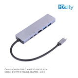 HDelity USB Type C Male to USB 3.0 * 2 + HDMI +Type C Female * 2 Adapter 6 in 1
