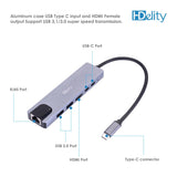 HDelity USB Type C Male to USB 3.0 * 2 + HDMI +Type C Female * 2 Adapter 6 in 1