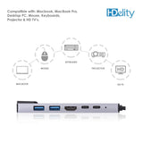 HDelity USB Type C Male to USB 3.0 * 2 + HDMI +Type C Female * 2 Adapter 6 in 1
