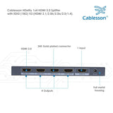 Cablesson 1X4 HDMI 2.0 Splitter mit EDID (18G) v2 + XO Platinum 1,5 m High Speed HDMI-Kabel mit Ethernet - Silber