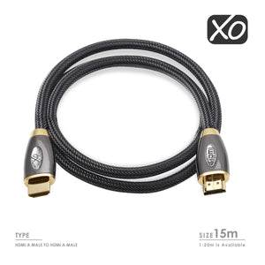 Cablesson 1X4 HDMI 2.0 Splitter mit EDID (18G) v2 + XO PRO 15 m / 15 m HDMI Gold-Kabel mit Ethernet