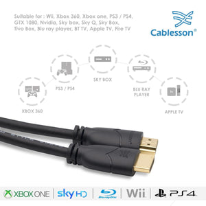 Cablesson 1x2 HDMI 2.0 Splitter mit EDID (18G) mit Basis 5m High Speed HDMI-Kabel mit Ethernet - Schwarz
