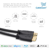 Cablesson 1x2 HDMI 2.0 Splitter mit EDID (18G) mit Basis 5m High Speed HDMI-Kabel mit Ethernet - Schwarz