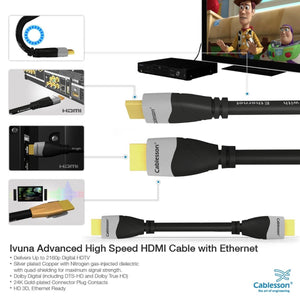 Cablesson 1X4 HDMI 2.0 Splitter mit EDID (18G) v2 mit Ivuna Advanced High Speed 1m HDMI-Kabel mit Ethernet