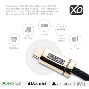 Cablesson HDelity 1x4 HDMI Splitter mit 4K2K mit XO Platinum 0.5m High Speed HDMI-Kabel mit Ethernet - Gold