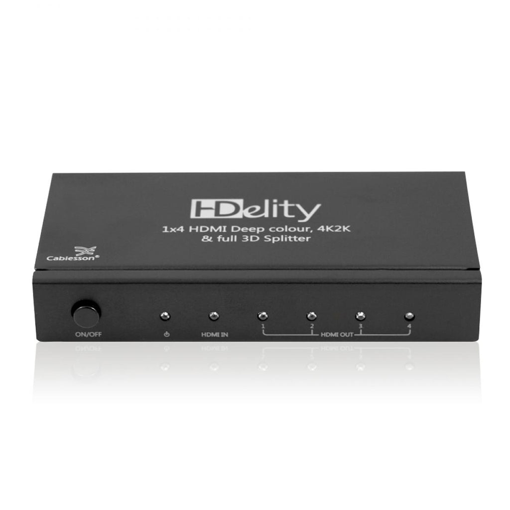 Cablesson HDelity 1x4 HDMI Splitter mit 4K2K mit XO Platinum 4m High Speed HDMI-Kabel mit Ethernet - Schwarz