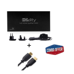 Cablesson 1x2 HDMI 2.0 Splitter mit EDID (18G) mit Basis 1m High Speed ​​HDMI-Kabel mit Ethernet - Schwarz