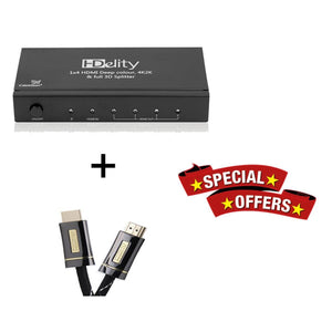 Cablesson HDelity 1x4 HDMI Splitter mit 4K2K mit XO Platinum 8m High Speed ​​HDMI-Kabel mit Ethernet - Schwarz