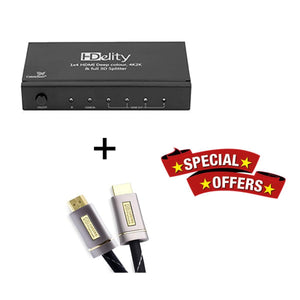 Cablesson HDelity 1x4 HDMI Splitter mit 4K2K mit XO Platinum 1,5 m High Speed ​​HDMI-Kabel mit Ethernet - Silber