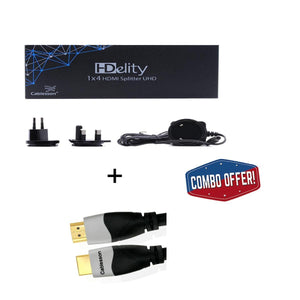 Cablesson 1X4 HDMI 2.0 Splitter mit EDID (18G) v2 mit Ivuna Advanced High Speed ​​5m HDMI-Kabel mit Ethernet