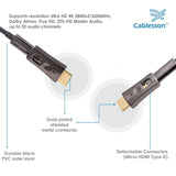 Cablesson 1x2 HDMI 2.0 Splitter mit EDID (18G) mit HDElity AOC abnehmbarem Kabel - 20m