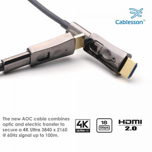 Cablesson 1x2 HDMI 2.0 Splitter mit EDID (18G) mit HDElity AOC abnehmbarem Kabel - 20m