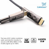 Cablesson 1x2 HDMI 2.0 Splitter mit EDID (18G) mit HDElity AOC abnehmbarem Kabel - 20m