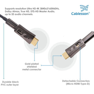 Cablesson 1x2 HDMI 2.0 Splitter mit EDID (18G) mit HDElity AOC abnehmbarem Kabel - 10m