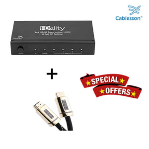 Cablesson HDelity 1x4 HDMI Splitter mit 4K2K mit XO Platinum 8m High Speed ​​HDMI-Kabel mit Ethernet.