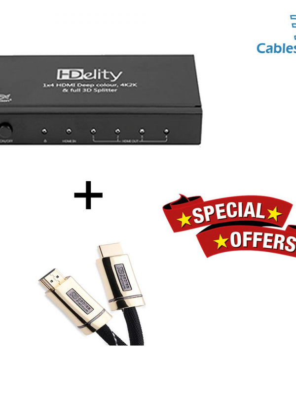 Cablesson HDelity 1x4 HDMI Splitter mit 4K2K mit XO Platinum 8m High Speed ​​HDMI-Kabel mit Ethernet.