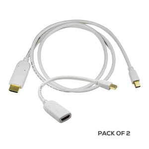Cablesson Mini Displayport male to HDMI Adapter with Mini Displayport male to HDMI male cable 2 Meter ( Bundle )