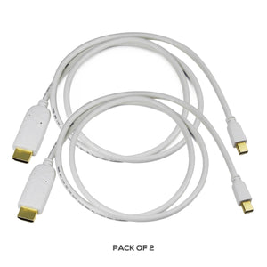 Cablesson White Gold Plated Connector Mini Display Port To HDMI Converter Video Cable ( Male To Female ) - 2 Pack