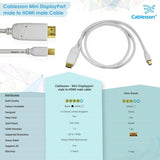 Cablesson weißes Gold überzogenes Verbindungsstück Mini Display Port zu HDMI Konverter-Video-Kabel (männlich zu weiblich) - 2er-Pack