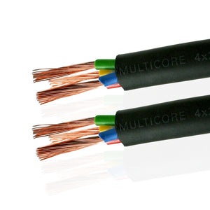 Van Damme Black Series Tour Grade 4 x 2.50mm Multicore Speaker Cable, Black 268-542-000 1 Metre / 1M