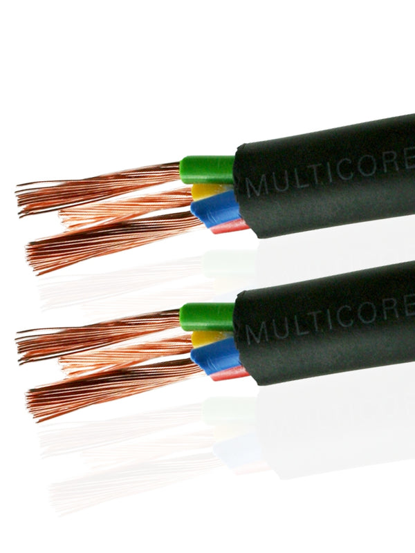 Van Damme Black Series Tour Grade 4 x 2.50mm Multicore Speaker Cable, Black 268-542-000 3 Metre / 3M