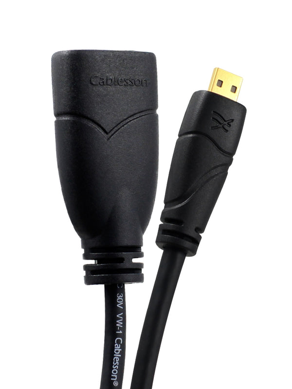 Cablesson Ivuna Micro HDMI 0.2m Extension - upto 1080p - v1.4 / 2.0 - Audio & Video - Full HD - Connecting HD Devices using the new Micro HDMI Connector to PC or TV Gold Plated 3D Full HD 1080p 4k2k