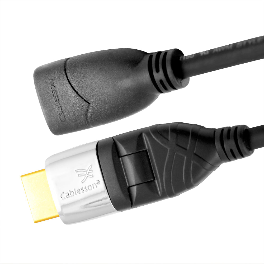 Cablesson Ivuna Flex Plus 1m High Speed HDMI Extension Cable (HDMI Type A, HDMI 2.1/2.0b/2.0a/2.0/1.4) - 4K, 3D, UHD, ARC, Full HD, Ultra HD, 2160p, HDR **Swiveling and Rotating Connectors** Black