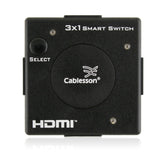 Cablesson 3x1 Smart Switch - 3 Port HDMI Auto Switch 3x1 Mini Hub Box (3 way input 1 output) 1080p v1.3b for HDTV / Blue Ray / PS3 / Xbox 360 / Virgin, 1080P Full HD supported