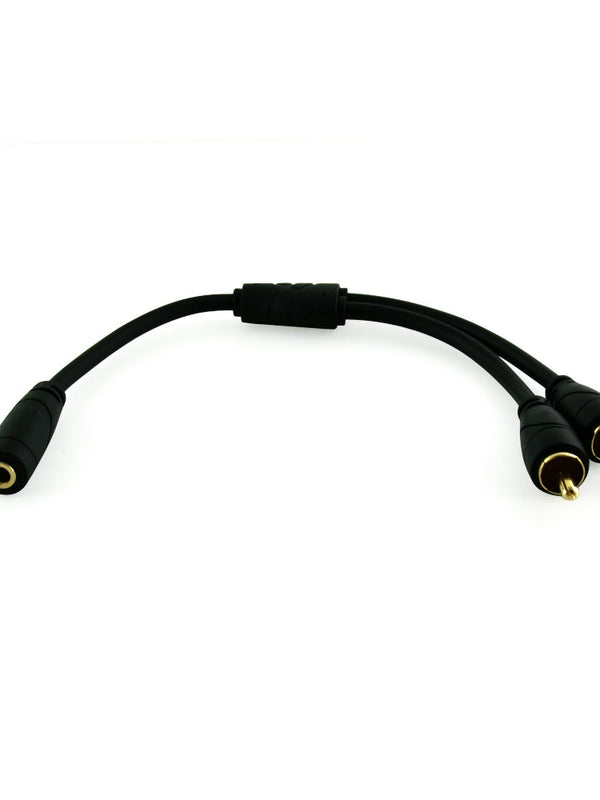 Ivuna RCA (Phono) Male to Female ( 3.5mm Stereo) Jack Cable 0.2 Metre - Black