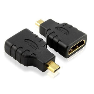XO Micro HDMI Male to HDMI Female Adapter - Type A to Type D HDMI convertor - Gold Plated HDMI connector - Black - 3D, 4k, Deep Color, HDMI 2.1 / 2.0, Ultra HD, Ethernet - backward compatible