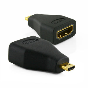 Cablesson Micro HDMI Male to HDMI Female Adapter - Type A to Type D HDMI convertor - Gold Plated HDMI connector - Black - 3D, 4k, Deep Color, HDMI 2.1 / 2.0, Ultra HD, Ethernet - backward compatible