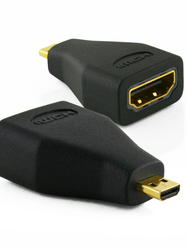 Cablesson Micro HDMI Male to HDMI Female Adapter - Type A to Type D HDMI convertor - Gold Plated HDMI connector - Black - 3D, 4k, Deep Color, HDMI 2.1 / 2.0, Ultra HD, Ethernet - backward compatible