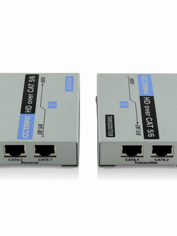 Octava HDCATIR-UK - HDMI + IR HDMI over CAT 5/6 Extender - Full HD, 1080p, 3D Support, RJ45, UTP, HDCP, EDID, BALUN, Infra Red, Long Range, Dolby TrueHD, DTS Master Audio supported, Extender Kit, Network Cable, HDTV ** WITH IR CONTROL FUNCTION ***