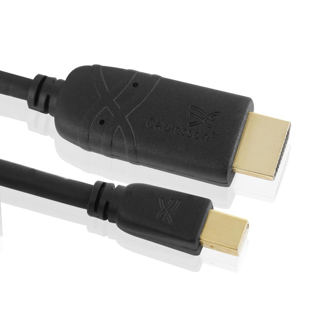 1m - Mini Displayport auf HDMI Kabel von Cablesson - ( VIDEO Adapterkabel für Apple MacBook Unibody / Apple iMac / Pro / Air & PC mit Mini Displayport Anschluss) ** Unterstützt Audio und neuen Thunderbolt Anschluss ** Full HD 1080p - 24k vergoldete Stecker (Schwarz)