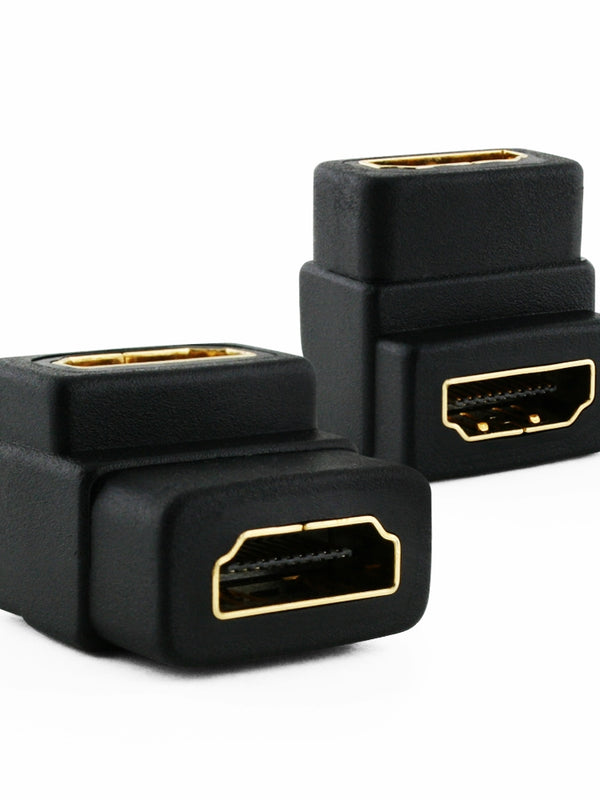 Cablesson Right-Angle 90 Degree HDMI Coupler (Joiner) Adapter - Female to Female Connectors, Digital Video/Audio (24K Gold Plated, v1.3, v1.4 & 2.0 supported, 1080p, Full HD) LCD, LED, 3D Enabled, High Speed Converter - Black