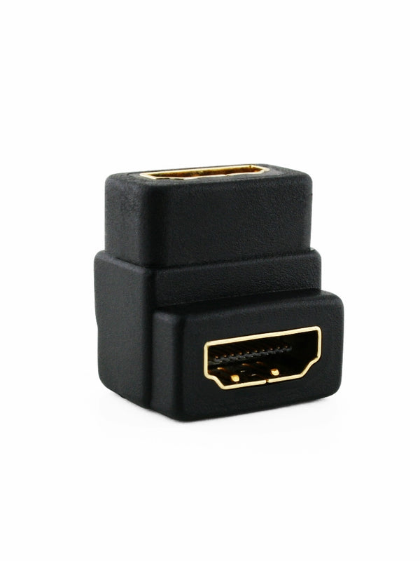 Cablesson Right-Angle 90 Degree HDMI Coupler (Joiner) Adapter - Female to Female Connectors, Digital Video/Audio (24K Gold Plated, v1.3, v1.4 & 2.0 supported, 1080p, Full HD) LCD, LED, 3D Enabled, High Speed Converter - Black