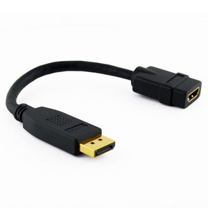 Cablesson DisplayPort to HDMI Multimode Short Cable - DP Male to Female HDMI video adapter cable - Active with audio, up to 4k, Full HD, HDMI 2.0/1.4, for HDTV, Apple and PC - DP to HDMI adapter - Black - 200mm