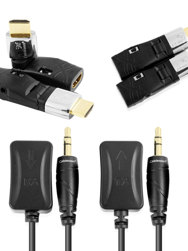 Cablesson Ivuna Flex IR Adapter kit with remote control - Infrared receiver IR repeater emitter. CEC, Magic Eye, 3D, HDCP, Blu-Ray, HDTV, 2160p, HDMI 2.1 /2.0, UHD