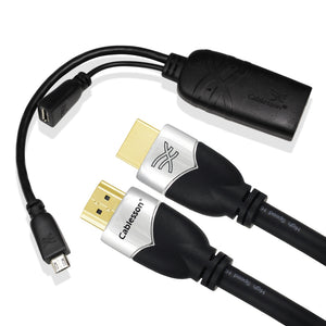Cablesson MHL Adapter (Black) + 1m Prime HDMI Cable with Ethernet (1.4a Version, 15.2Gbps) Supports 1.4 1.3 1.3b 1.3c 1080P 2160p FULL HD for LCD PLASMA & LED Sony PS3 XBOX 360 PC SKYHD Virgin Box Nintendo Wii U AND ALSO SUPPORTS 3D TVS