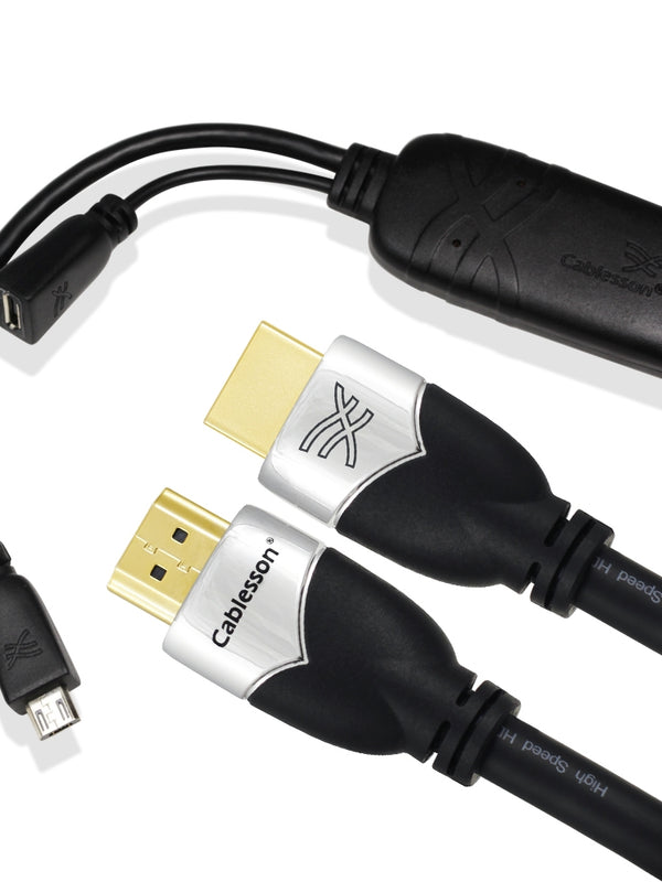 Cablesson MHL Adapter (Black) + 1m Prime HDMI Cable with Ethernet (1.4a Version, 15.2Gbps) Supports 1.4 1.3 1.3b 1.3c 1080P 2160p FULL HD for LCD PLASMA & LED Sony PS3 XBOX 360 PC SKYHD Virgin Box Nintendo Wii U AND ALSO SUPPORTS 3D TVS