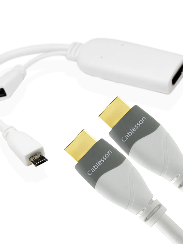 Cablesson MHL to HDMI Adapter (White) + 1m Mackuna HDMI Cable