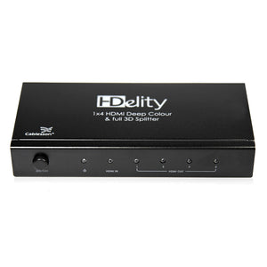 Cablesson - 1x4 HDMI Splitter Box (1 Eingang 4 Ausgänge) - *Neue Version mit 3D Funktion* - v1.3/1.4 - 1080p, 2160p, 4k2k Full HD - Teilt das Signal aus einer HD-Quelle wie z.B. SKY HD, Virgin box, Xbox 360, Xbox One, PS3, PS4, Nintendo Wii U, Blu-Ray, PC auf 4 Bildschirme auf