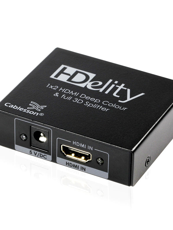 Cablesson - HDMI Splitter / Verteiler Box (1 Eingang 2 Ausgänge) - *Neue Version mit 3D Funktion* - v1.3 - 1080p Full HD - Teilt das Signal aus einer HD-Quelle wie z.B. PC auf 2 Bildschirme auf